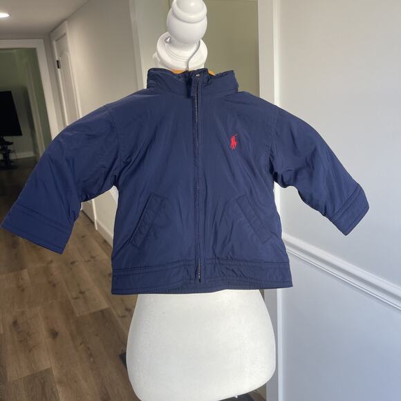 Polo Ralph Lauren Baby Jacket 12 Months Navy Blue Full-Zip Lightweight Hooded - Picture 1 of 13